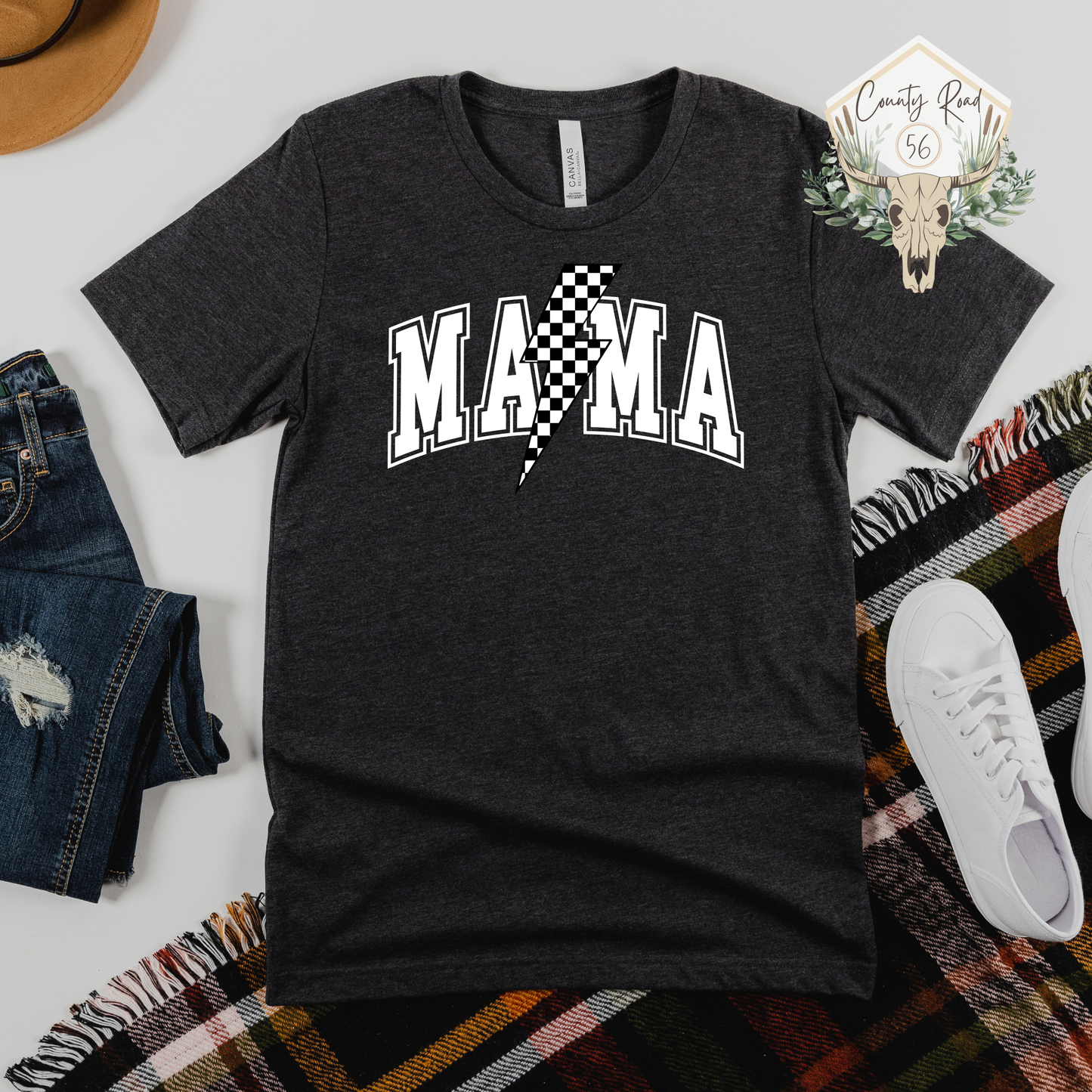 Mama Checkered Lightning Bolt