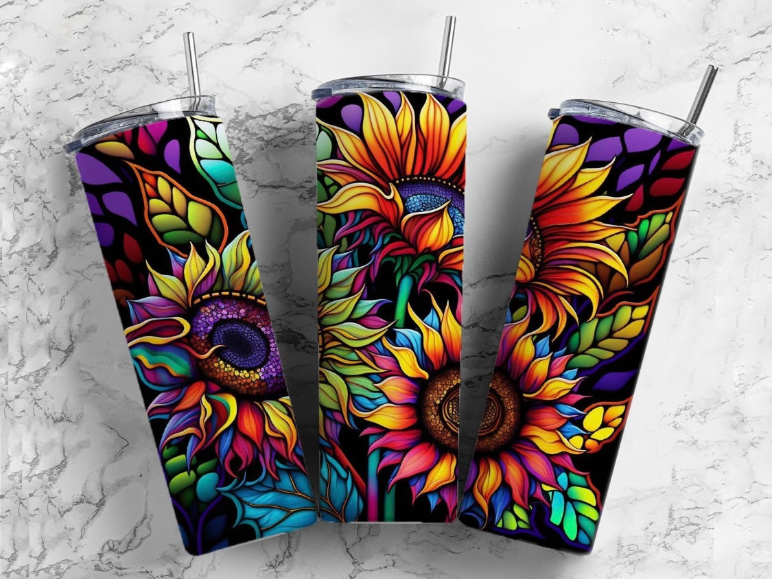 Alcohol Ink Sunflowers Tumbler