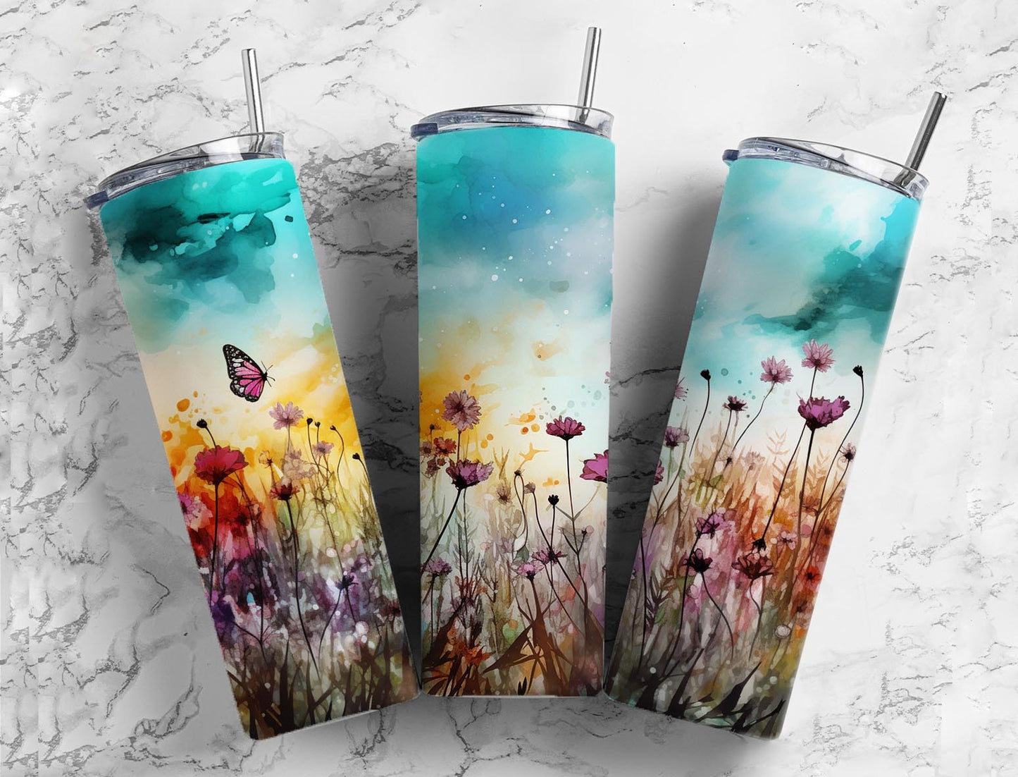 Butterfly Floral Tumbler