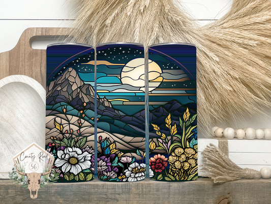 Moonlit Mountain Scene Tumbler