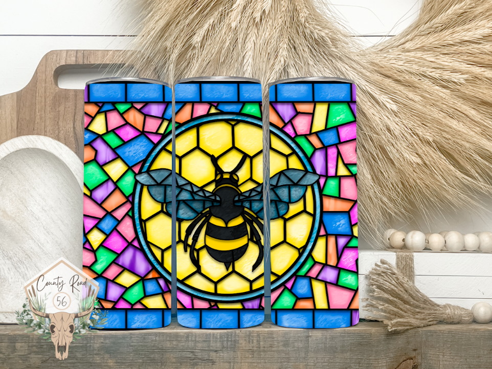 Stained glass Window Bumble Bee Tumbler